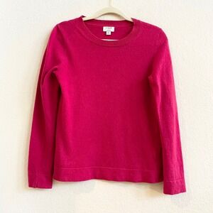 J Crew Teddie Sweater Womens XS Magenta Pink‎ Wool Cotton Crew Neck Long Sleeve